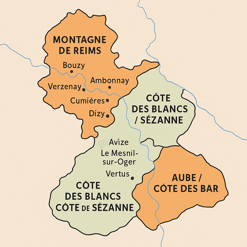 Crus van campagne, plekken op een kaart