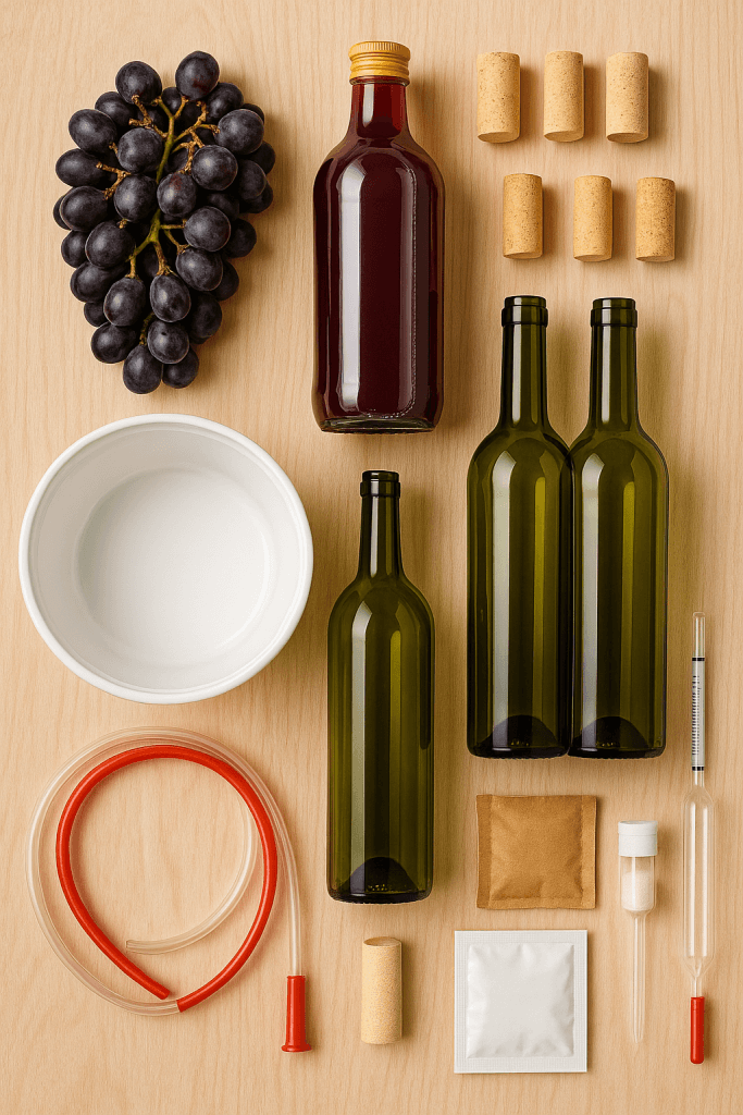 eigen wijn maken van druiven benodigdheden